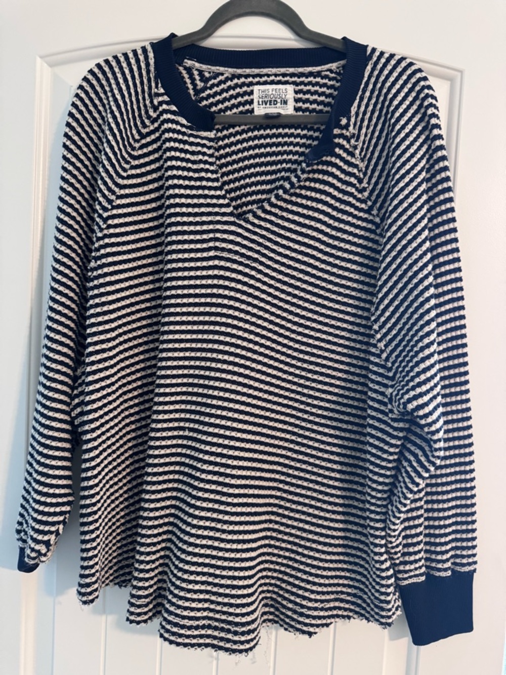 American Eagle Outfitters Navy and White Striped Crew Top Tunic